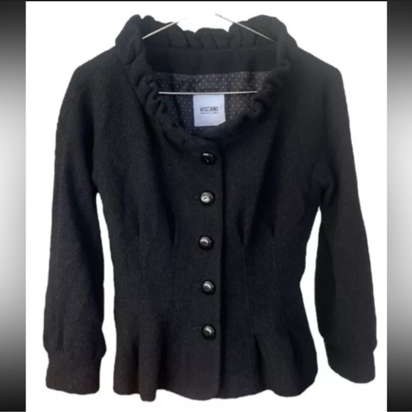 Moschino Jackets & Blazers - Moschino Cheap and Chic Y2K Black Wool Blazer Ruffle Collar Statement Jacket